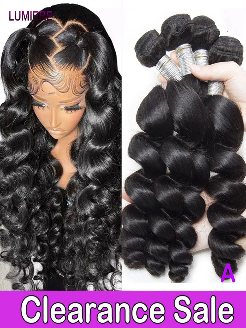 Loose Deep Wave Bundle With Closure Frontal HD Transparent Lace And Closure Virgin Raw Curly Human Hair Bundle Deal Hair Extensi
