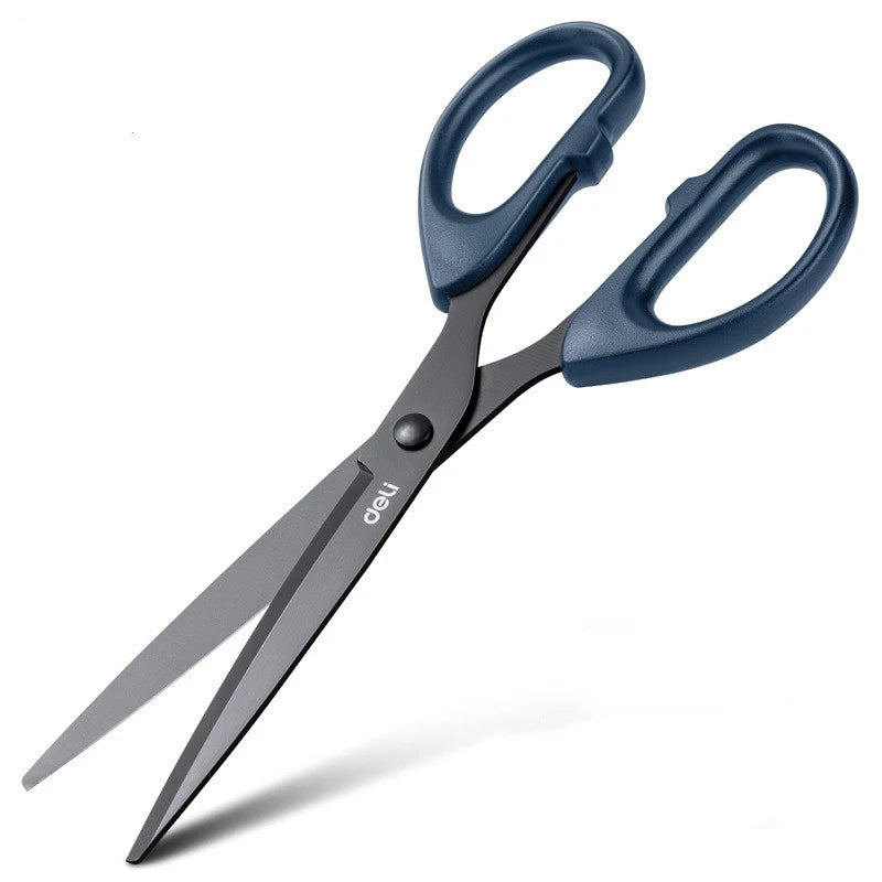 DELI Professional Office Scissors 180mm Heavy Duty Scissors with Black Blade Sharp Stainless Steel Cutting Tool for Paper Craft