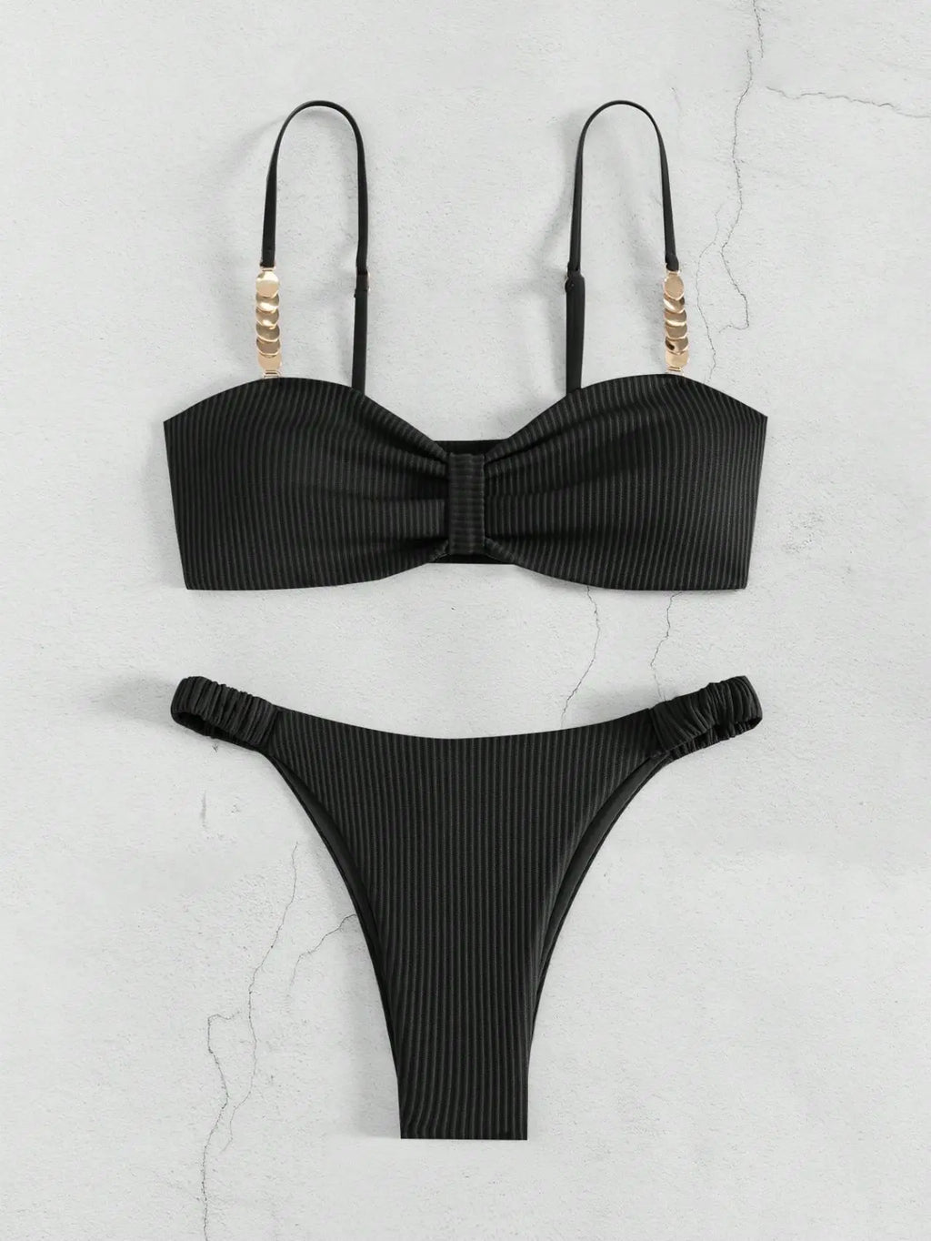Sexy Front Bow Push Up Bikini Set 2026 Women Metal Strap Hollow Out Bra Pleate Thong Swimsuit Summer Bathing Suit White Swimwear