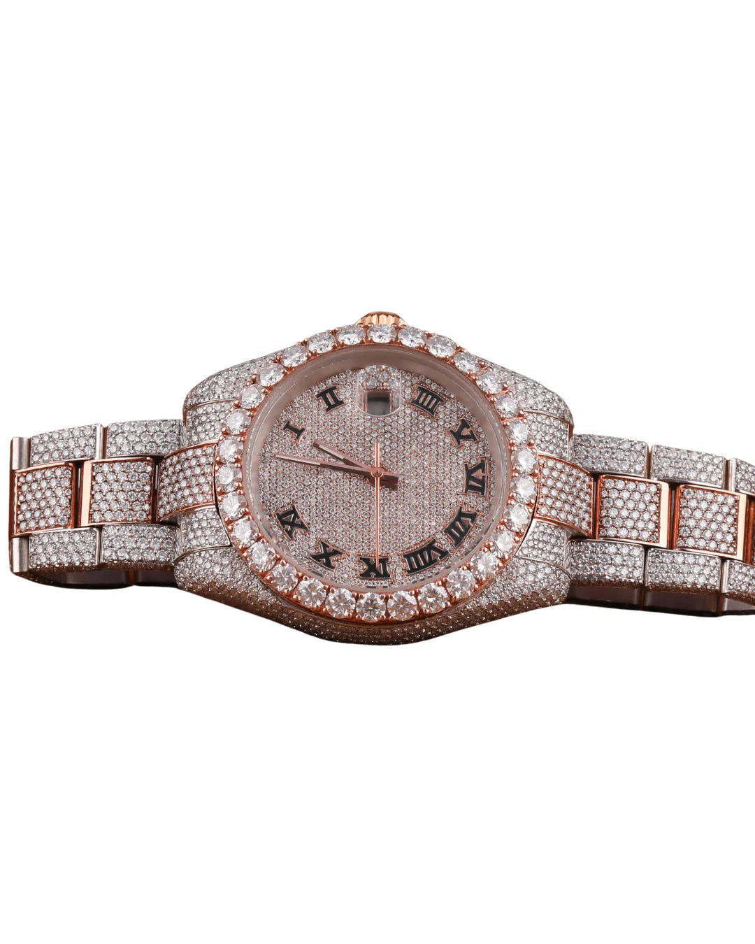 Top Quality Round Shape Full Rose Gold Diamond Watch for Wedding and Partywear Men's Quartz Watch Available at Affordable Price