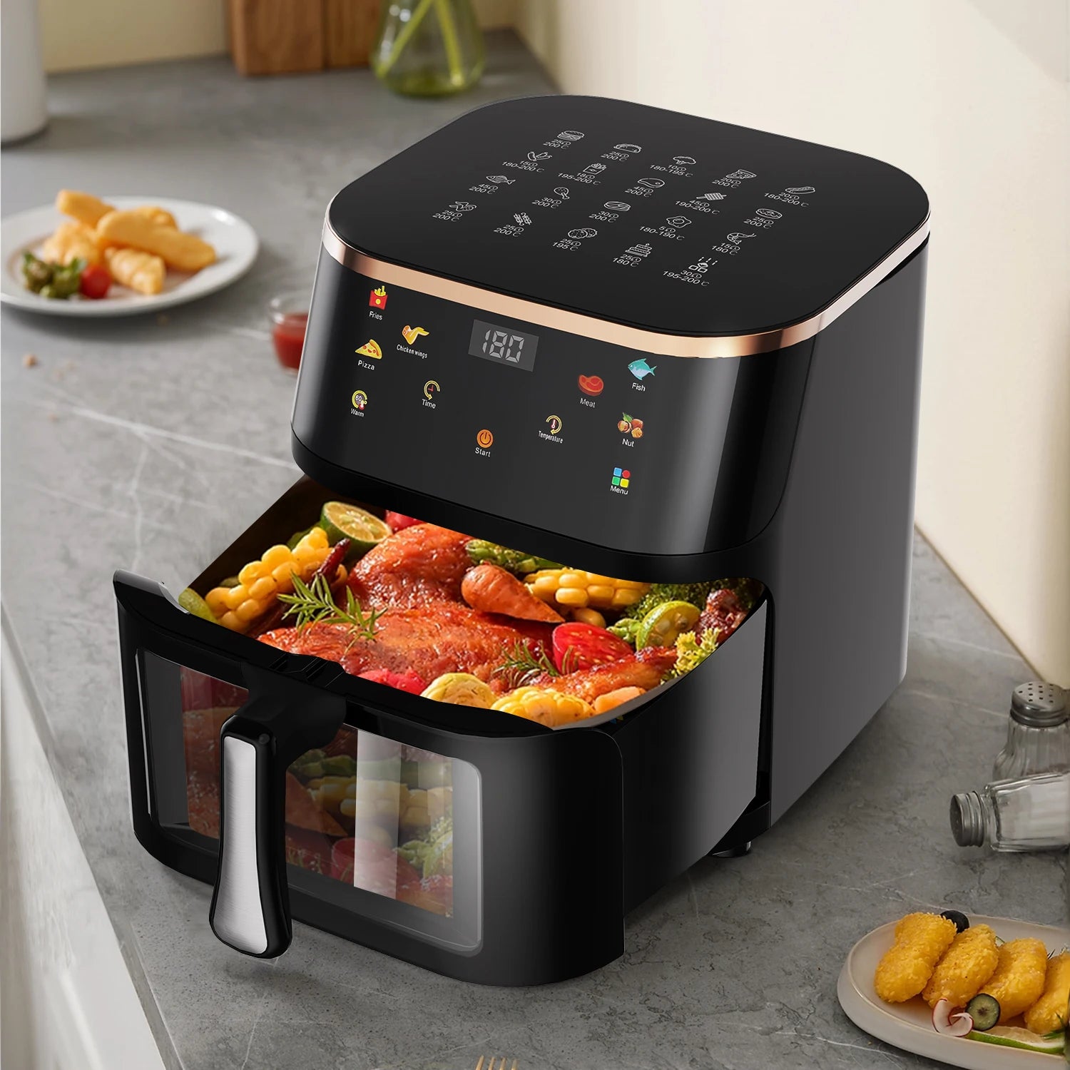 6L/10L Air Fryer, Healthy Cooker with Visual Cooking Window, Non-Stick Basket, 60-Minute Timer, Dishwasher Safe.