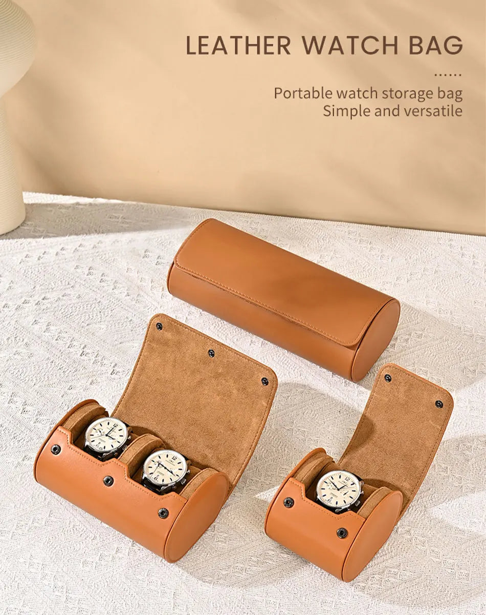 WoodTen Portable Jewelry Box Jewelry Organizer Roll 1 2 3 slot Watch Storage Box With Pillow Wristwatch Bag Gift Box Watch Case