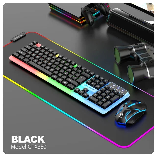 GTX350 black Color Wired Gaming Keyboard And Mouse Combo With LED Backlight