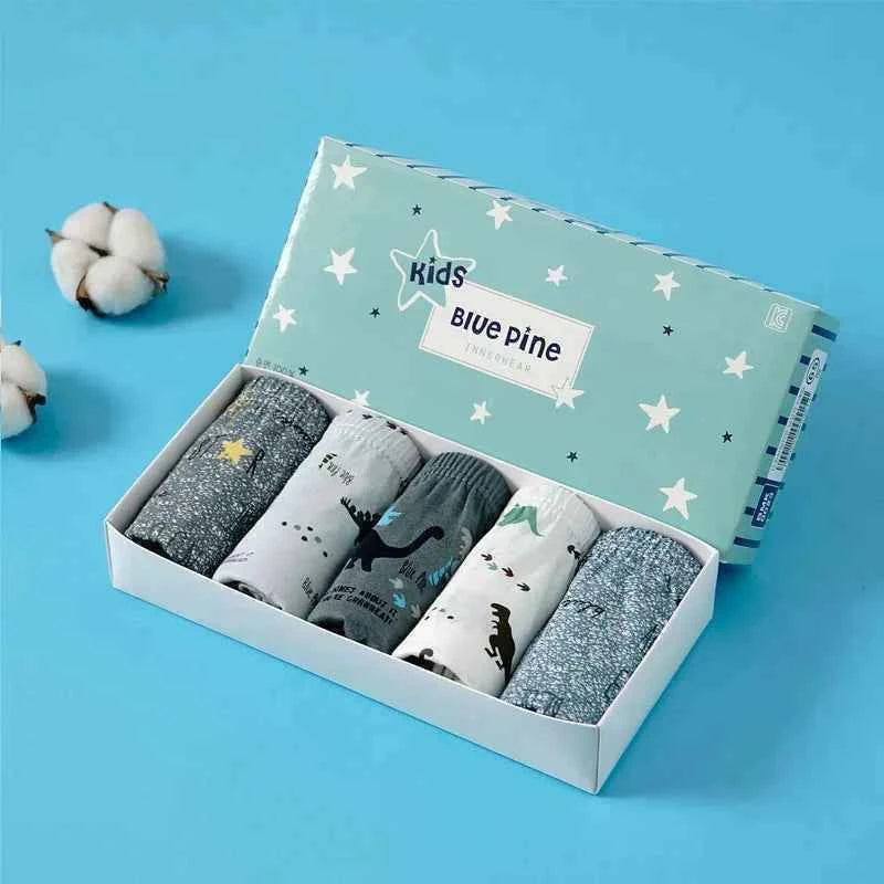 Exquisite Box Package Boys Underwear Soft Breathable Cotton Briefs For Boys Cartoon Dinosaur Kids Panties Knickers Multipack