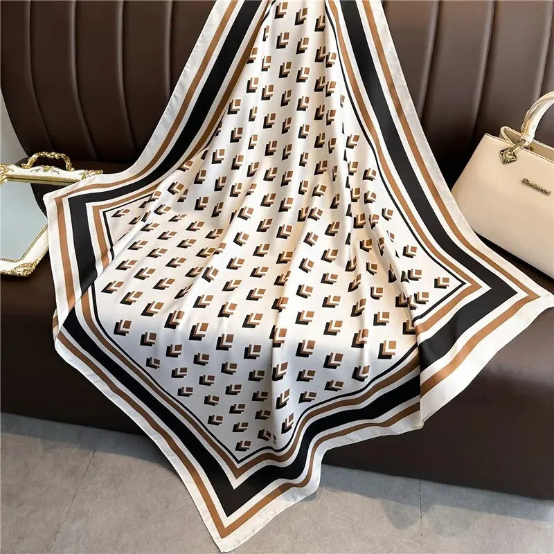 Popular Twill Shawls Europe And America Fashion Bandannas New Print Sunscreen 90cm Kerchief Four Seasons Square Silk Scarves
