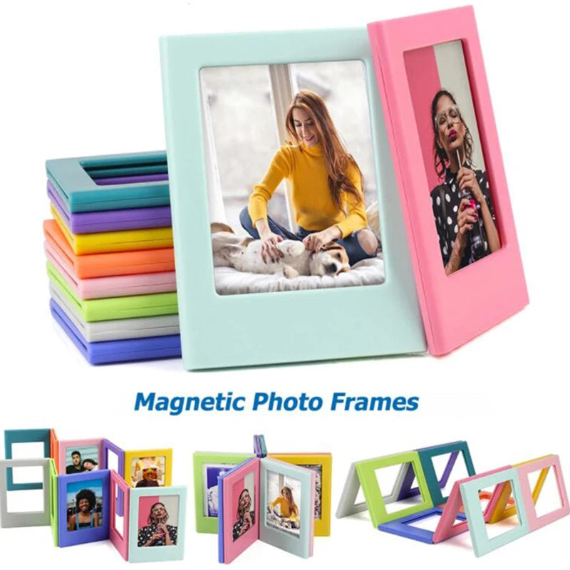 5/10Pcs 3inch Magnetic Photo Frames, Children's Growth Commemorative Photo Frames, Small Creative Magnetic Frames for Desktop Display, Home Office Decorations, Suitable for Instax Mini 12/11/Evo/40/7+/25/90/99/Se/Link2/3 Inst