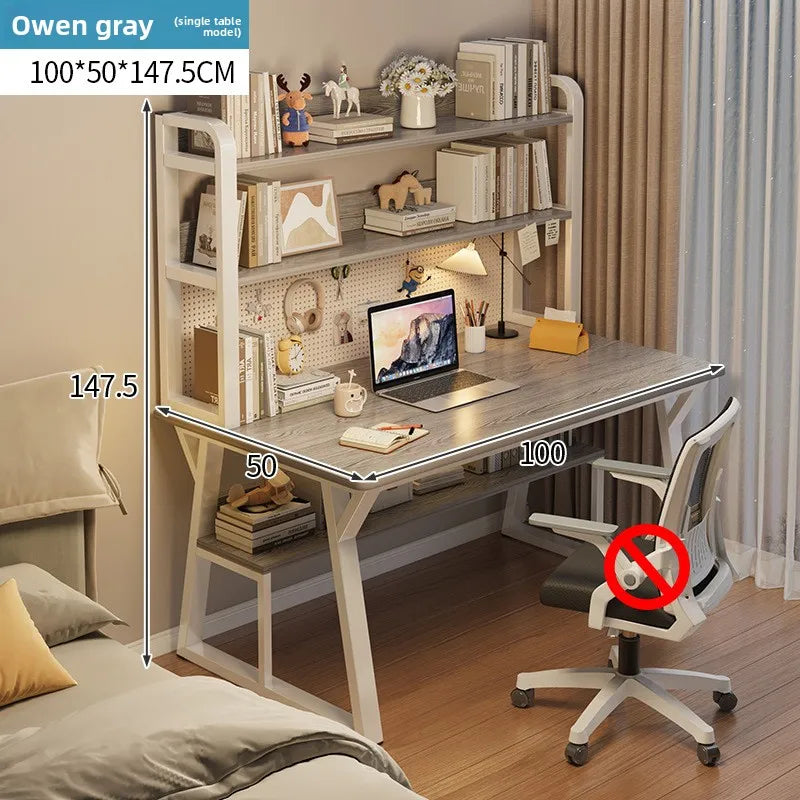 Stable Computer desk desktop desk bookshelf integrated writing desk household small apartment simple hole board desk