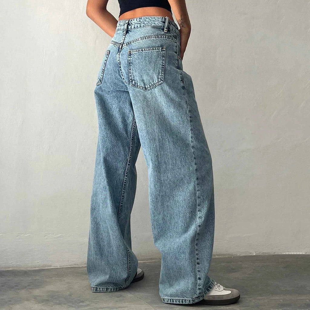 Y2K Baggy Jeans for Women Trendy Low Rise Casual Straight Leg Boyfriend Jeans Denim Pants with Pocket Streetwear
