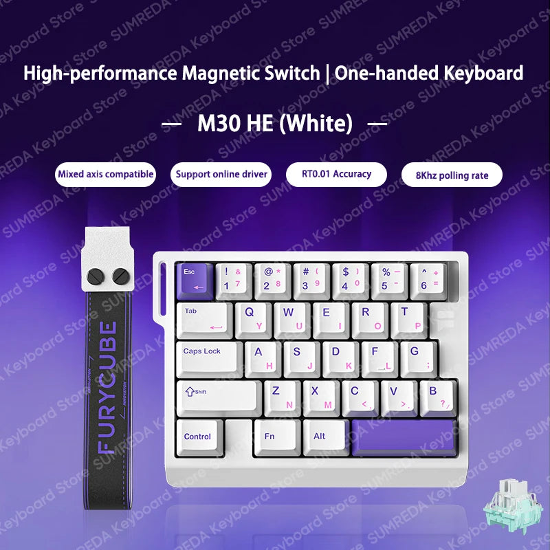 FURYCUBE M30 HE Hall Effect Gaming Keyboard Mini Keypad RT0.01mm 0.1ms Latency Support SOCD MT Valorant FPS Wired Game Keyboard