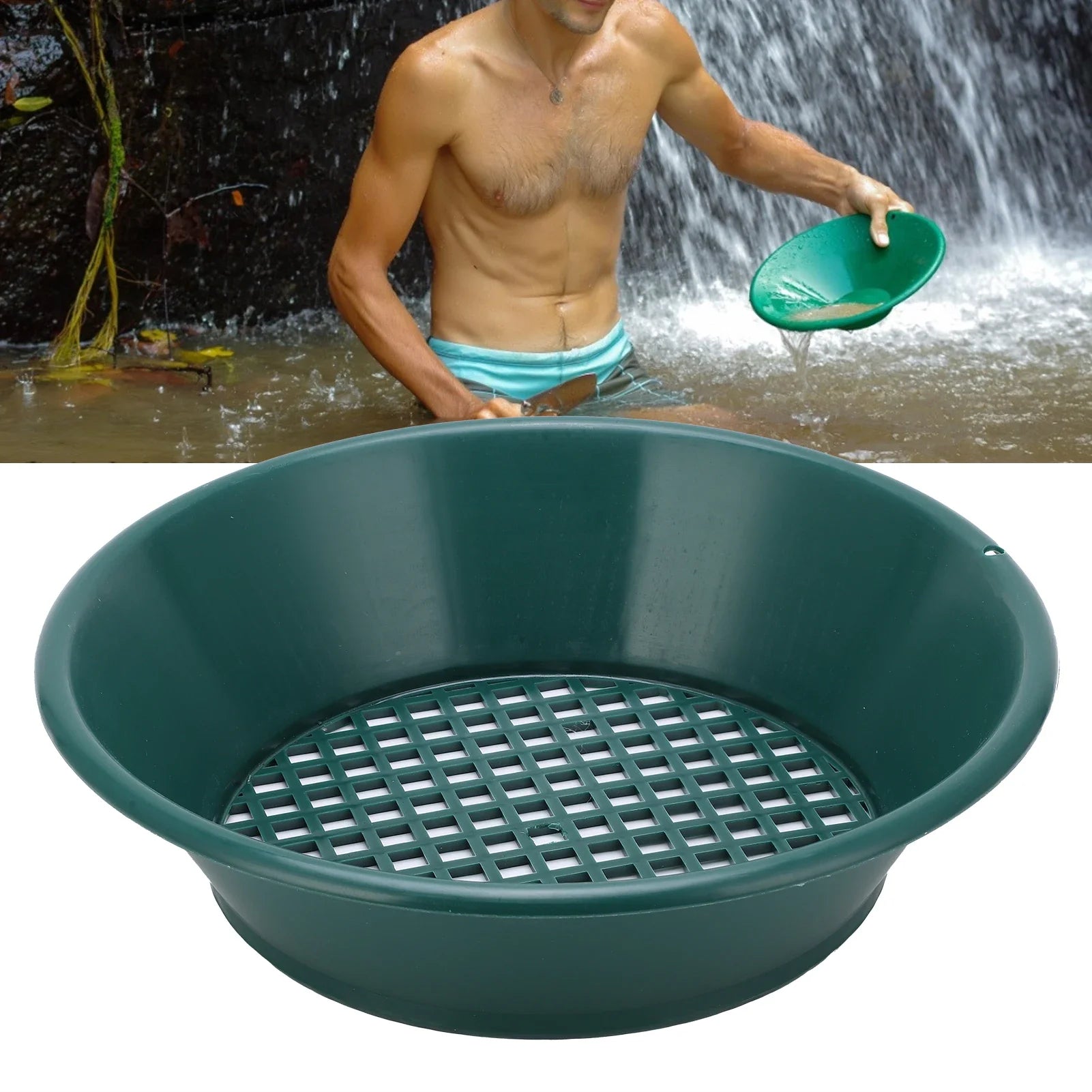 350mm Gold Pan Screen Sifting Tray Manual Gold Washing Tool Accessory for Panning Mining Gold Washing Pan Mine Gold Pan Gold Pan