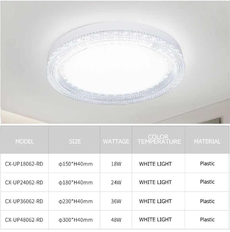 Modern Ultra Thin Crystal Ceiling light Round Ceiling Home Lamp Cool White Suitable for Balcony Kitchen Bedroom Light AC85-260V
