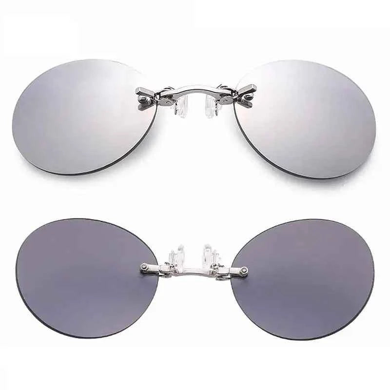 Sunglasses Mini Frameless Vintage Men Eyeglasses1/2pcs Clip On Nose Glasses Round Rimless Frameless Vintage Men Eyeglasses