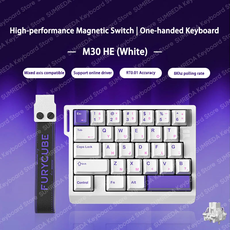 FURYCUBE M30 HE Hall Effect Gaming Keyboard Mini Keypad RT0.01mm 0.1ms Latency Support SOCD MT Valorant FPS Wired Game Keyboard