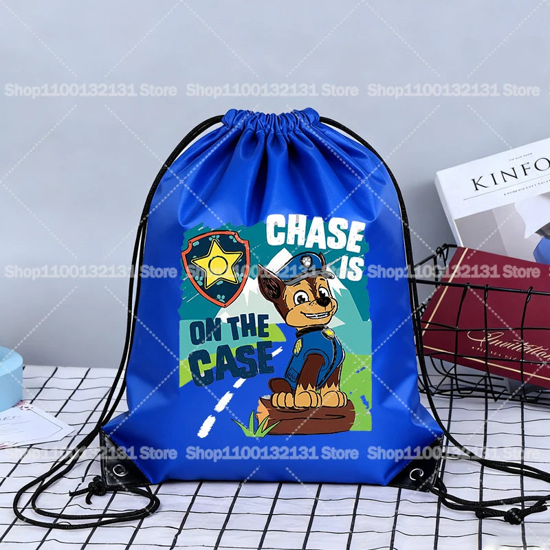 Paw Patrol Drawstring Bags Anime Chase Bundle Pockets Cartoon Portable Polyester Storage Pouches Boys Girls Shoulders Bag Gift