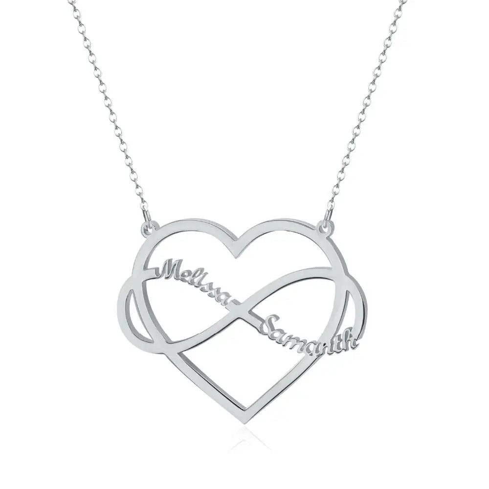 Infinite Symbol Personalized Necklace Name Heart Custom Chain Family Gift For Women Men Couple Friend Stainless Steel Jewelry