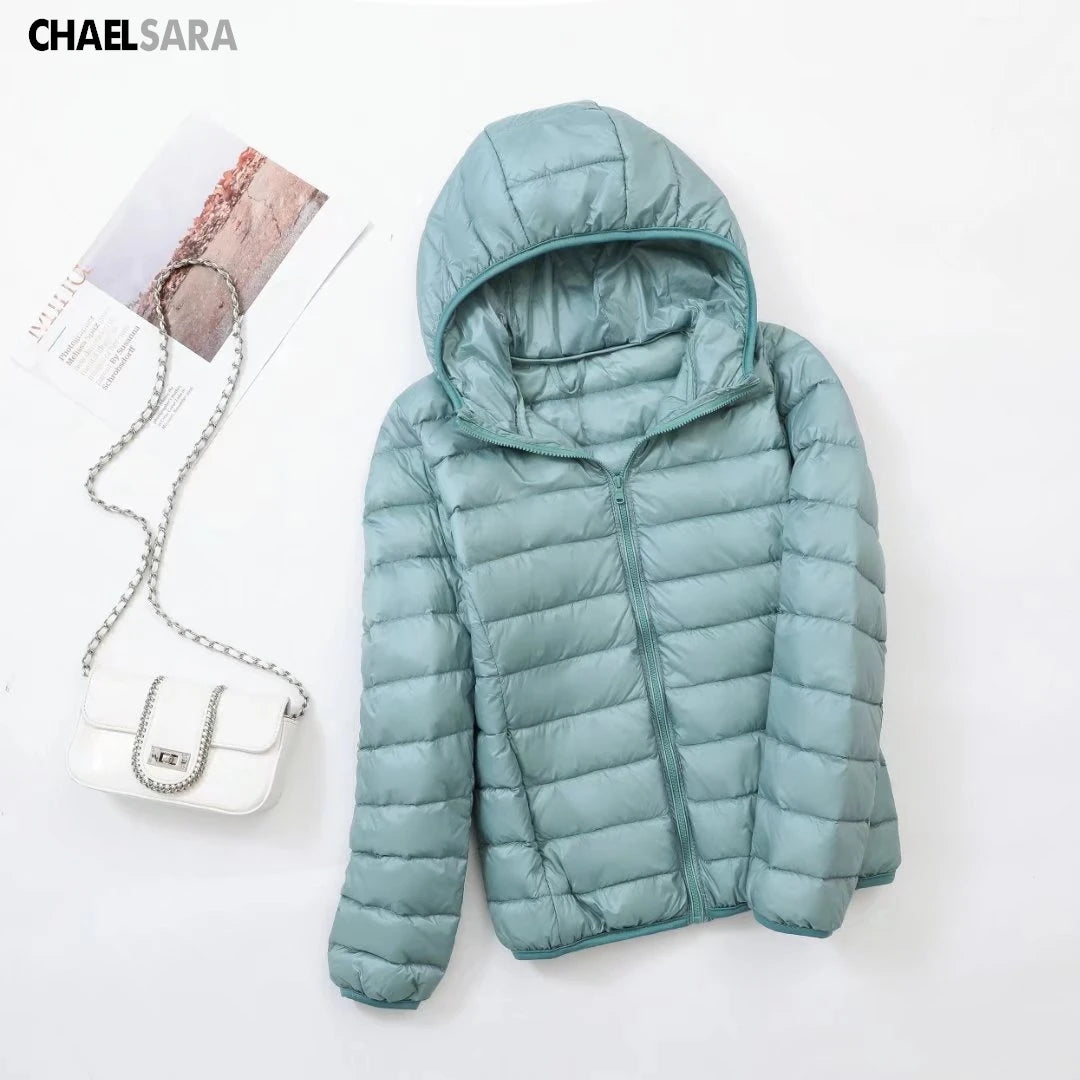 Ultra Light White Duck Down Jacket for Women, Warm Coat for Lady, Female Hooded Parka, Plus Size, 7XL, Autumn and Winter 2024