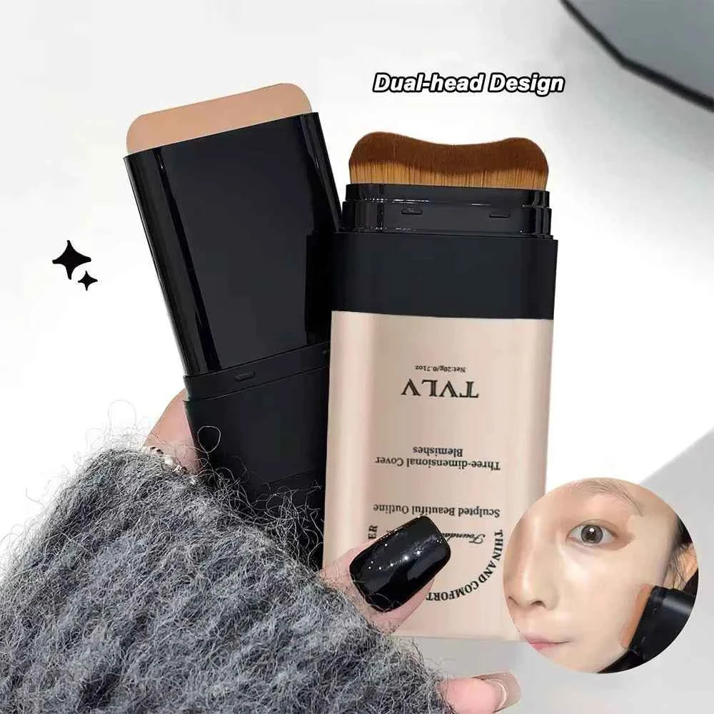 Skin Beauty Double-end Foundation Stick,Velvet Moist Light Concealer Foundation Long-lasting Flawless Makeup Face Beauty Makeup