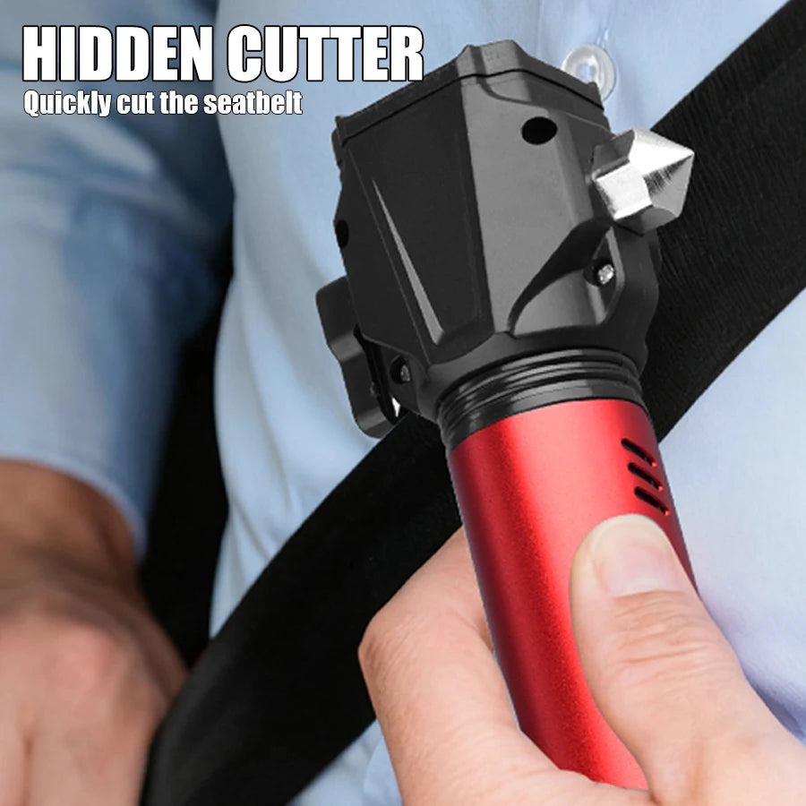 Tactical Led  Flashlight for Emergency Defense,with Safety Hammer, Seatbelt Cutter & Strobe Mode for Emergency Survival & Safety