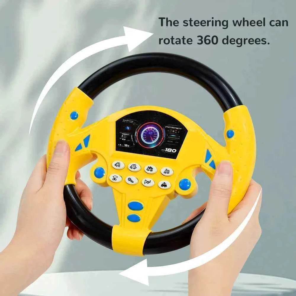 Eletric Steering Wheel Toy with Light Sound for Baby Kids Educational Portable Simulated Driving Steering Wheel Vocal ToysToys