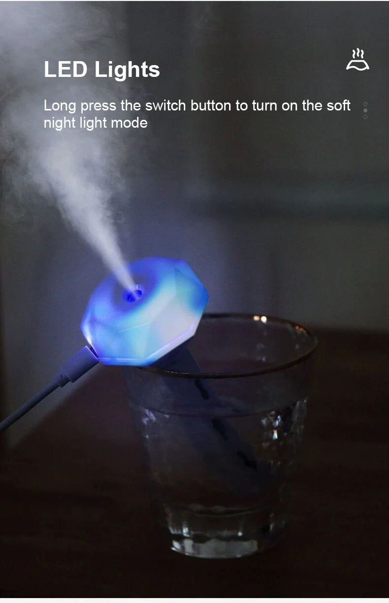 Humidifiers Ultrasound USB Mini Home Air Diffuser Car Purifier Aroma Anion Mist Maker With Romantic LED Lamp Portable Humidifier