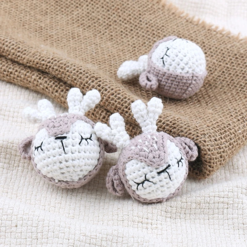 Crochet Animal Baby Pacifier Clip Accessories Handmade Knitted Bunny Teether Beads Newborn Nipple Clip Dummy Soother Holder Toy