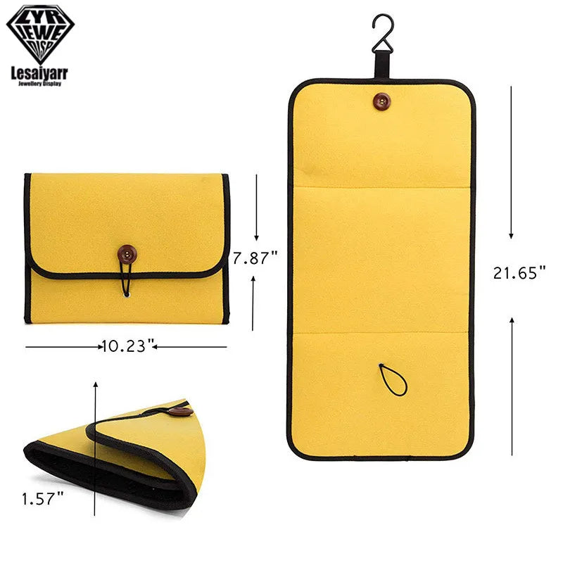 Travel Jewelry Organizer Roll Foldable Jewelry Case for Journey-Rings Necklaces Jewellery Storage Bag Earrings Storage Box