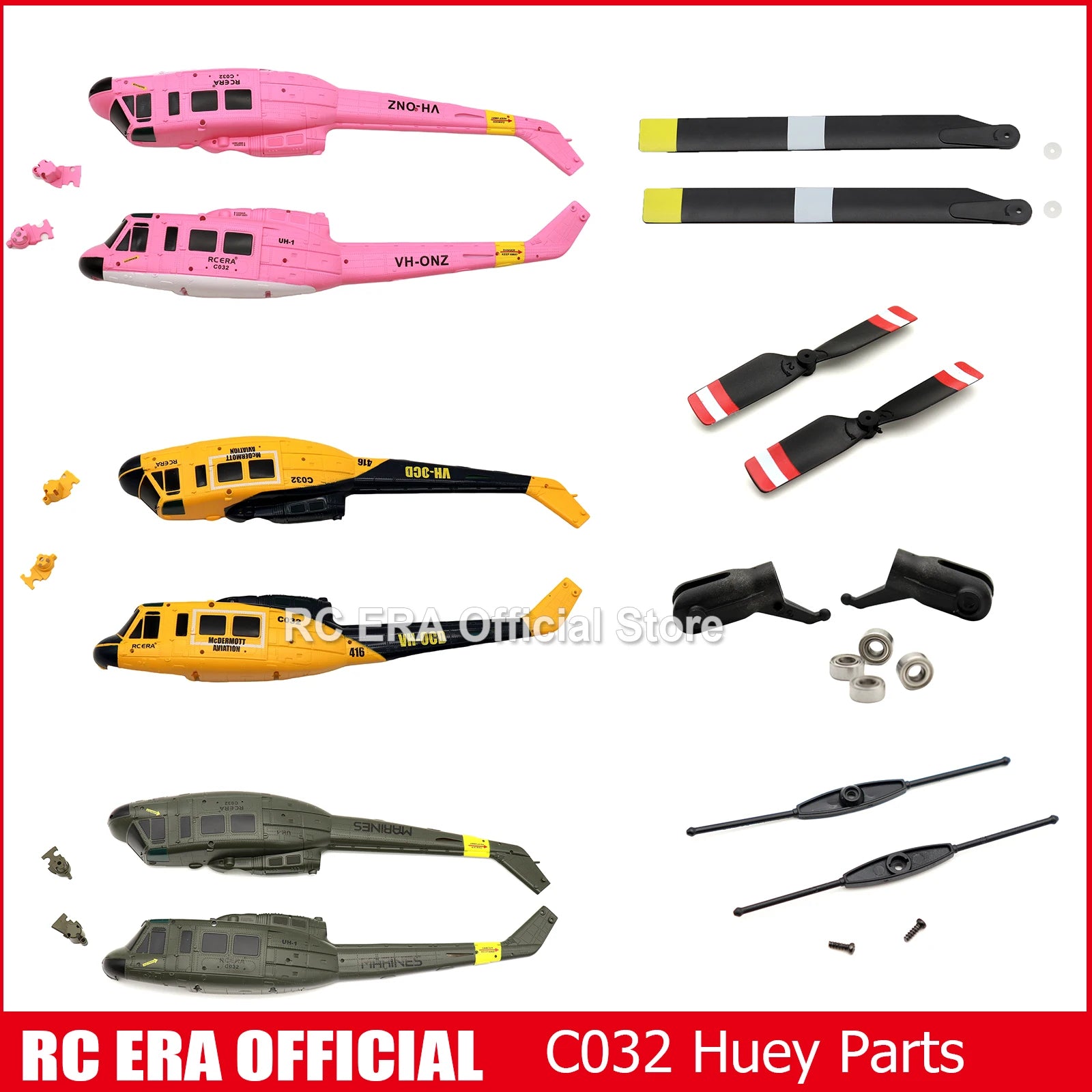 RC ERA C032 UH1 Huey Weathered Marine 6ch RC Helicopter with Optical Flow TOF Auto Stabilized Remote Control Hobby Toys for Boy