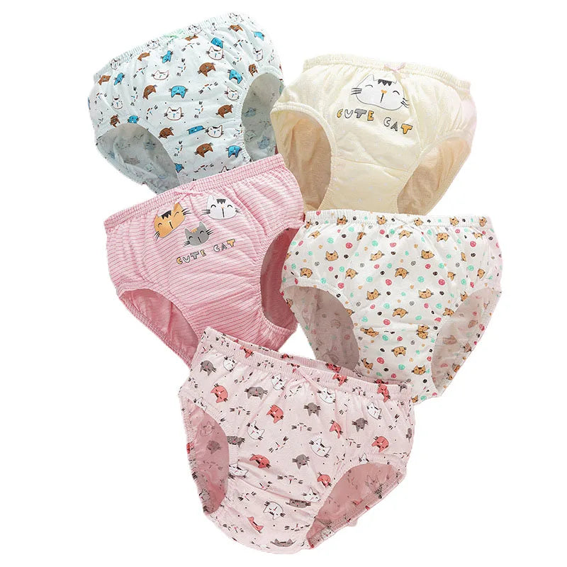 5 Pcs/Lot Children's Underpants For Girls Cute Cat HelloKitty Cartoon Girls Panties Cotton Baby Kids Underwear Breathable Briefs