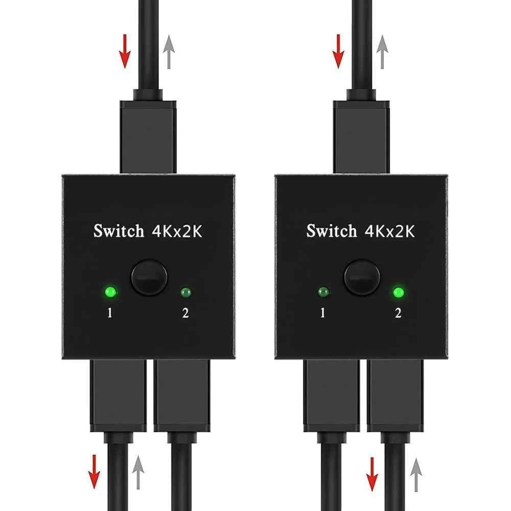 8K 60Hz HDMI Switch 2 Ports 2 In 1 Out Video Splitter for Laptop PC Xbox PS3/4/5 TV Box to Monitor TV Projector Adapter