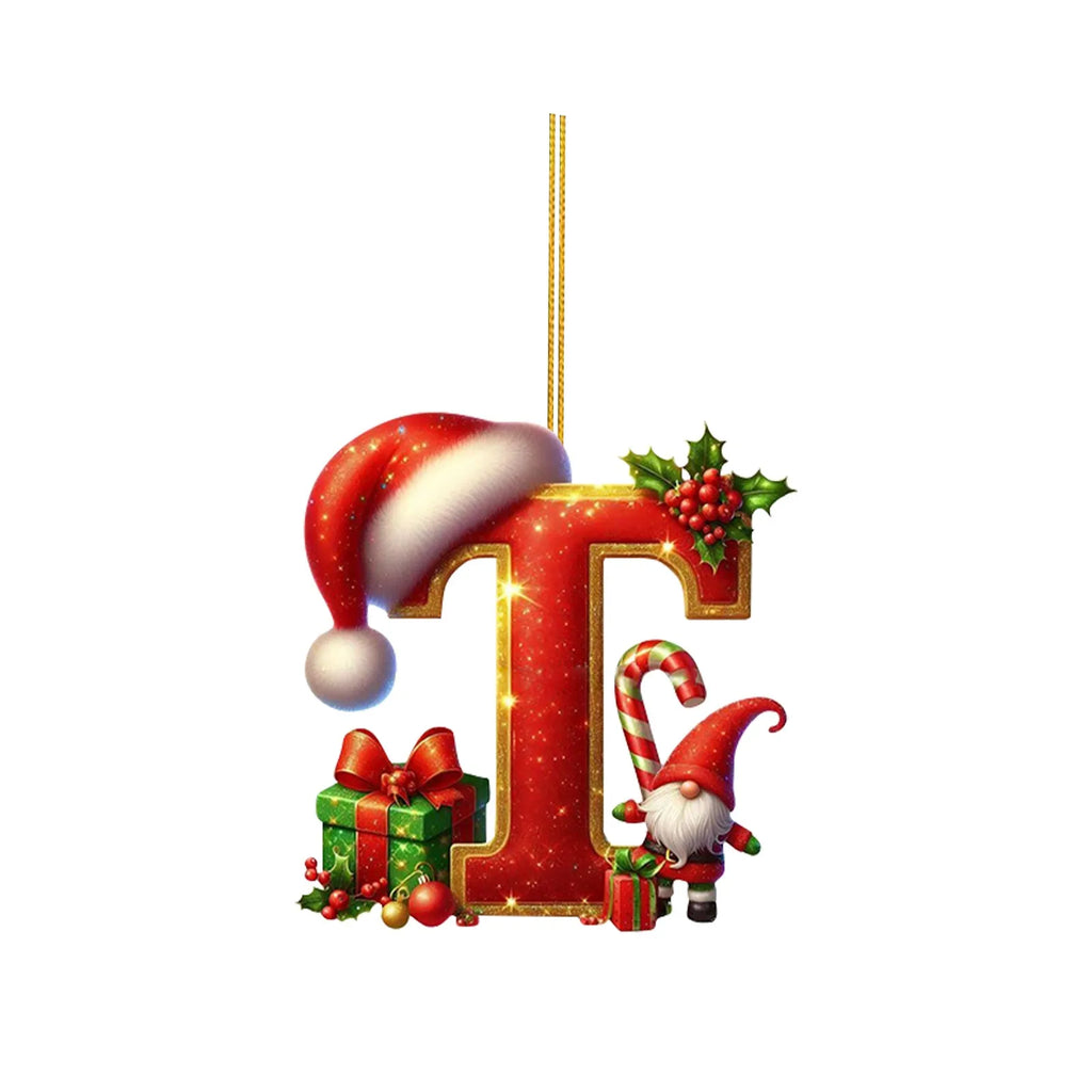 2D Home Decorations Ornaments 26 Letter Pendant For Christmas Tree Decor Christmas Ornaments Acrylic Flat Christmas Tree