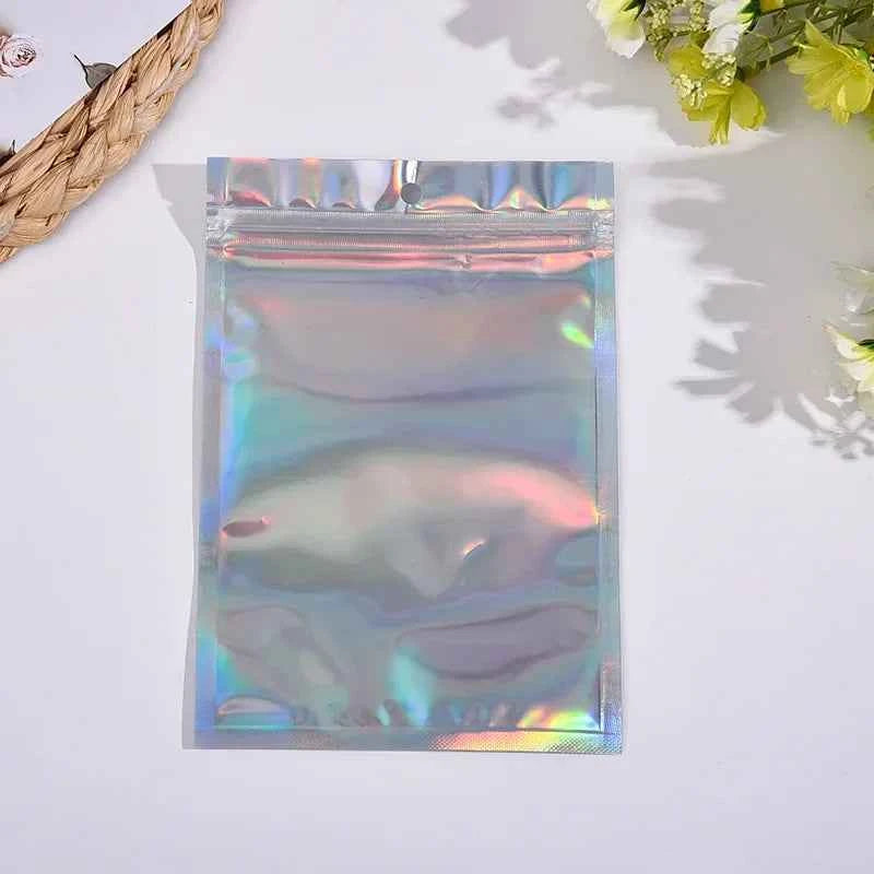 10-200PCS Laser Ziplock Bag Necklace Earrings Jewelry Gift Packing Bags Cell Phone Cases Colorful Packing Bags Kitchen Organizer