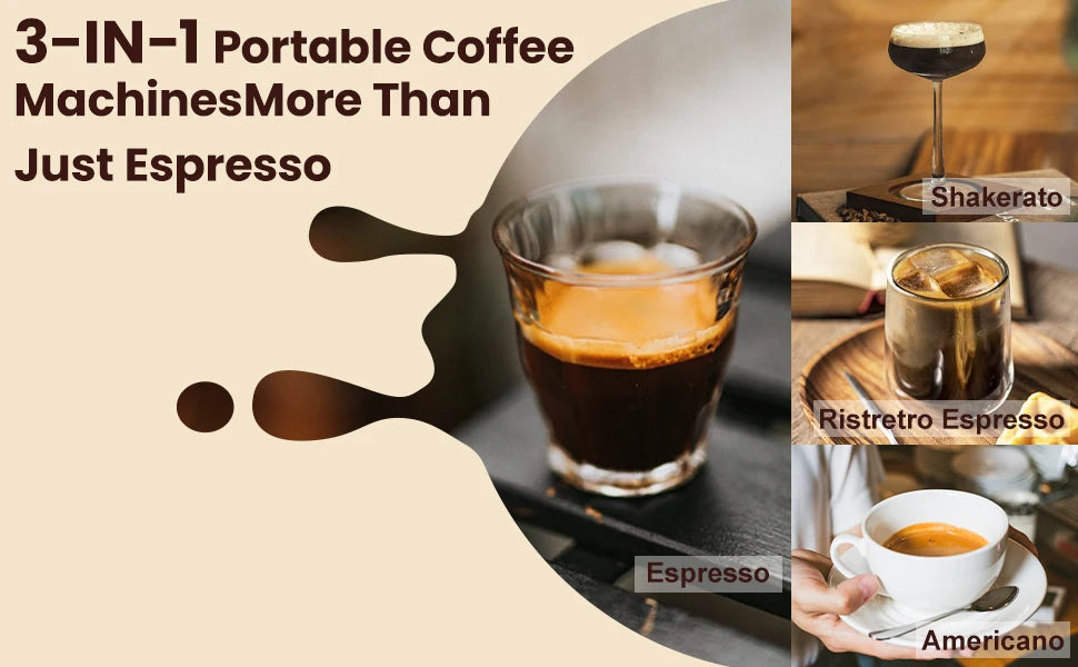 New 60ml Electric Wireless Heating Coffee Machine Fit for Coffee Capsule Powder Travel Coffee Maker for Car Home Camping Travel