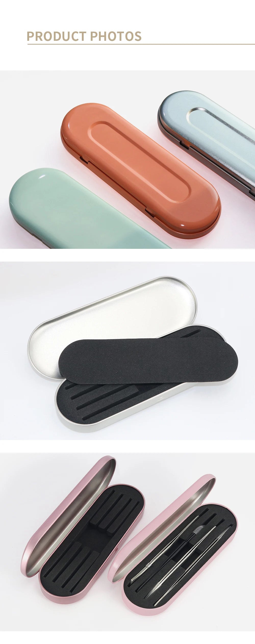1 Pcs Eyelash Tweezer Storage Case Tinplate Material Easy To Carry Double Protection Different Size Color Box Tools Supplier