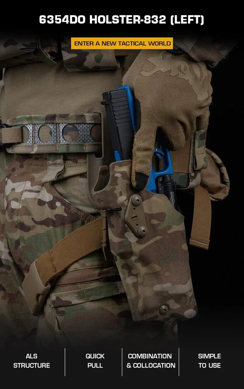 Tactical Gun Holster Glock17 Gen4 with X300 X300U Flashlight Quick Release Drop Leg Holsters Right Left Hand Pistol Gun Carry