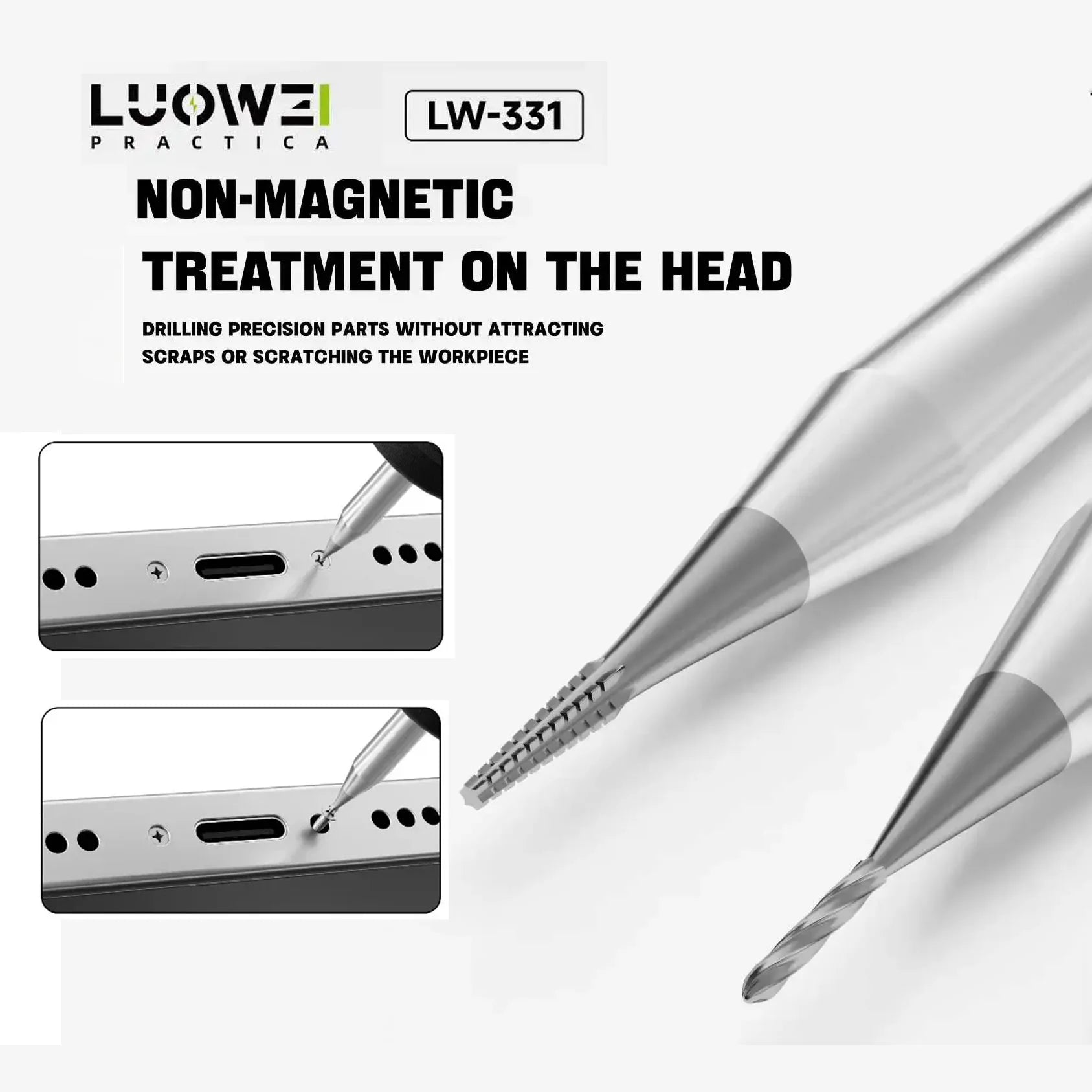 LUOWEI LW-331 2.35mm Alloy Phone Repair Stripped Screw Extractor Sliding Drill Bit Removal Extraction Tool for Phone Repair