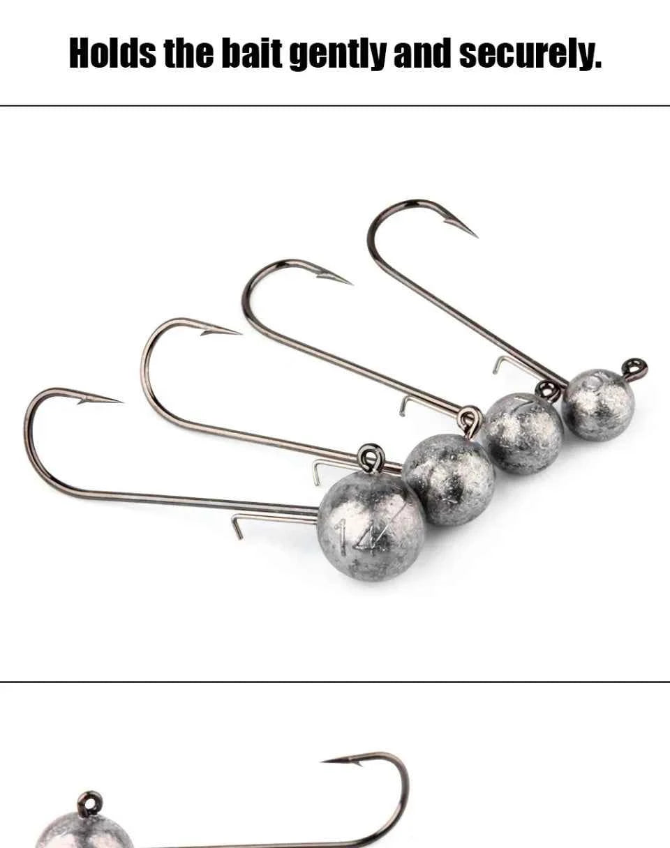 4PCS High Carbon Steel Jig Heads Fishing Hook 5g 7g 10g Long Shank round Ball Weights for Soft Lure Worm Accessory