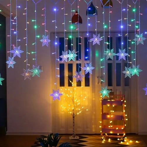 Guirlande lumineuse LED 3,2M Flocons de neige de Noël, guirlande lumineuse scintillante étanche pour fête, mariage, décoration de Noël