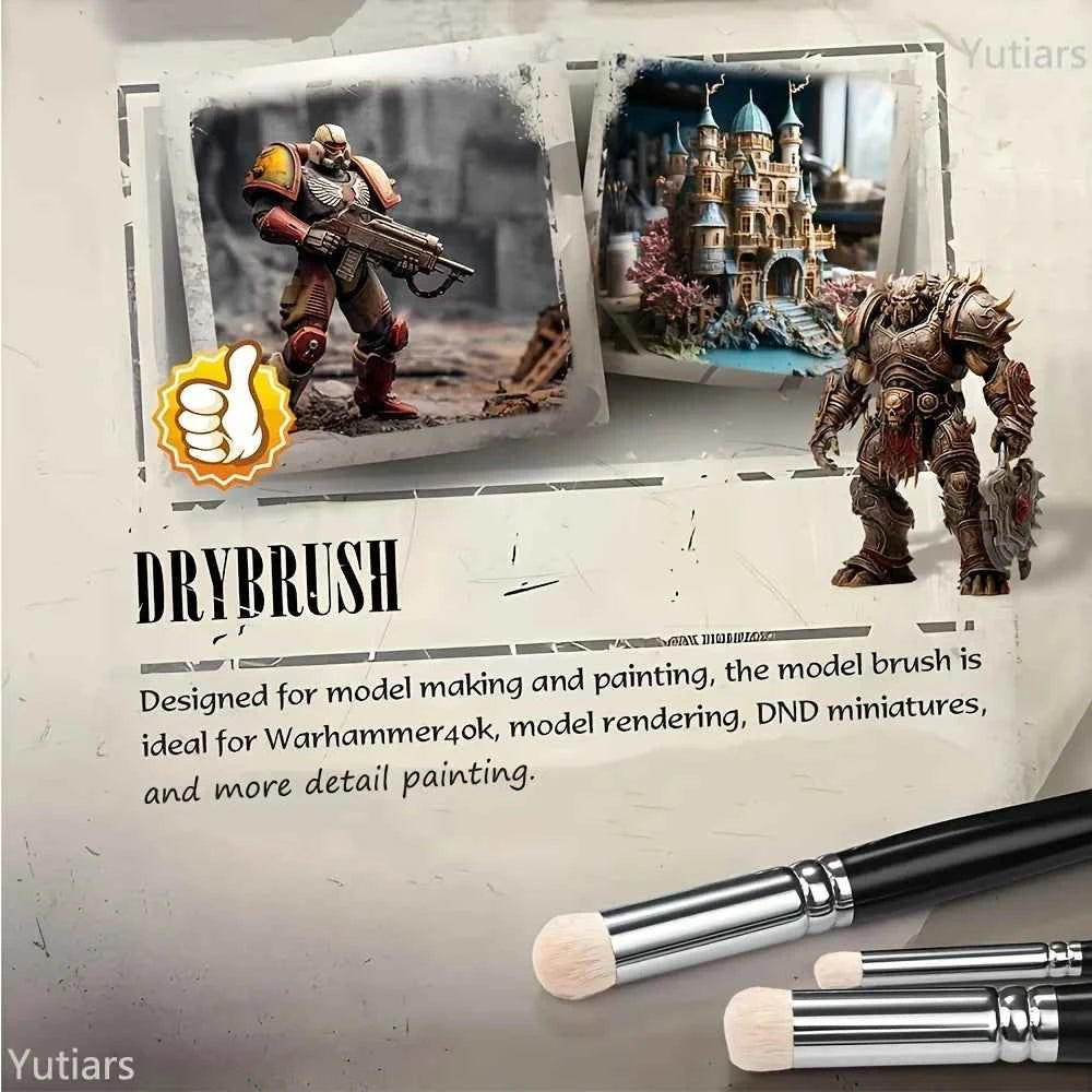 Paint Brush Set, Fine Detail Wood Handle Brushes for Miniature Art Painting, Acrylic, Watercolor - Micro Detailing & Drybrush