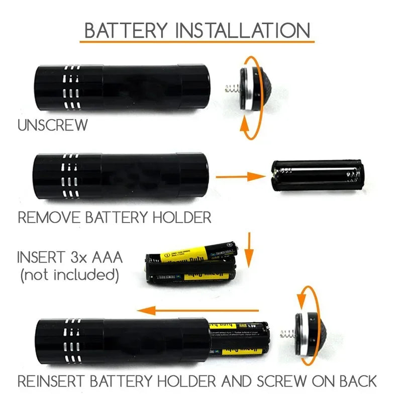 9/12 LED Protable UV Flashlight Black Light 395 NM Ultraviolet Torch Blacklight Detector for Dog Urine Pet Stain and Bed Bug