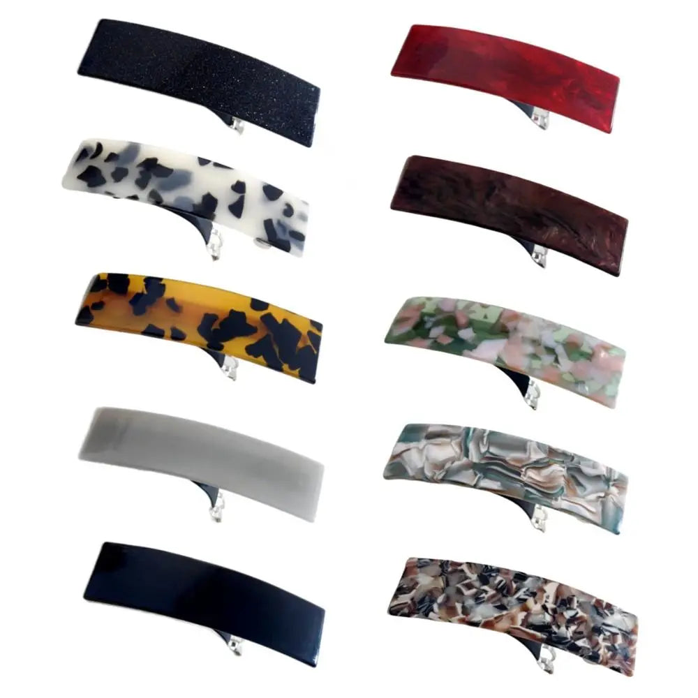 Acetate Acrylic French Hair Barrettes Automatic Curved Rectangle Styling Resin Spring Hairpin Hair Accessories