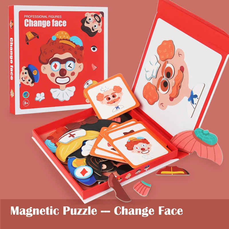 Magnetic Puzzles, Car Airplane Road Travel Activities Games For Children, Change Clothing, Change Face,Traffic Ocean Puzzles