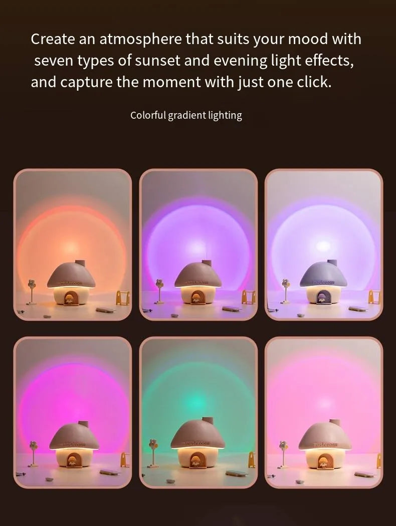 Cartoon Air Humidifier 300ml Mini Essential Oil Aroma Diffusers Colorful Lighting Cute Mushroom House Home Ultrasonic Humidifier
