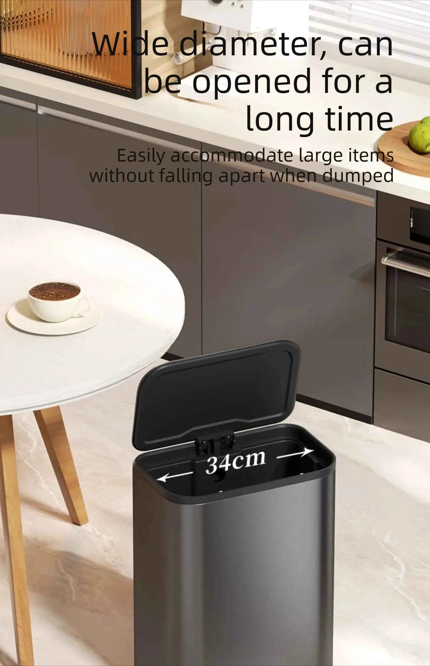 Kitchen Bin Large Large Capacity New Household Living Room Light Luxury High-grade Stainless Steel Italian Style Furniture