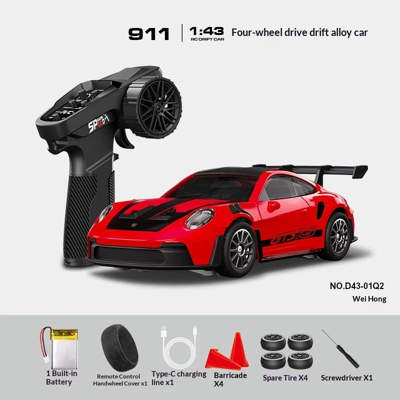 Mini Alloy RC Car 1:43 High-Speed Drifting Sports Car Boys Toy Four-Wheel Drive Simulation Race Car Remote Control Vehicle