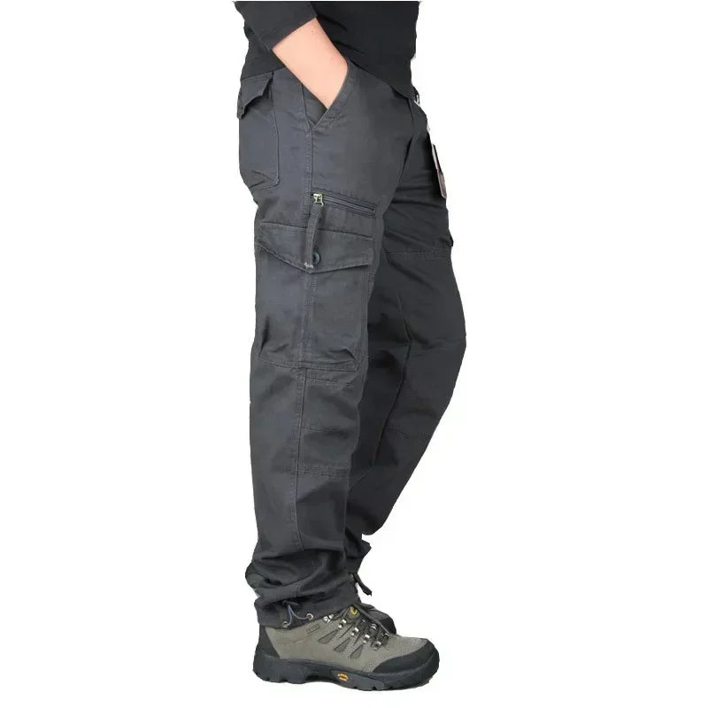 New Men's Pants Multi Pockets Baggy Men Outwear Straight Slacks  Workout Pants Outwear Casual Cotton Long Trousers