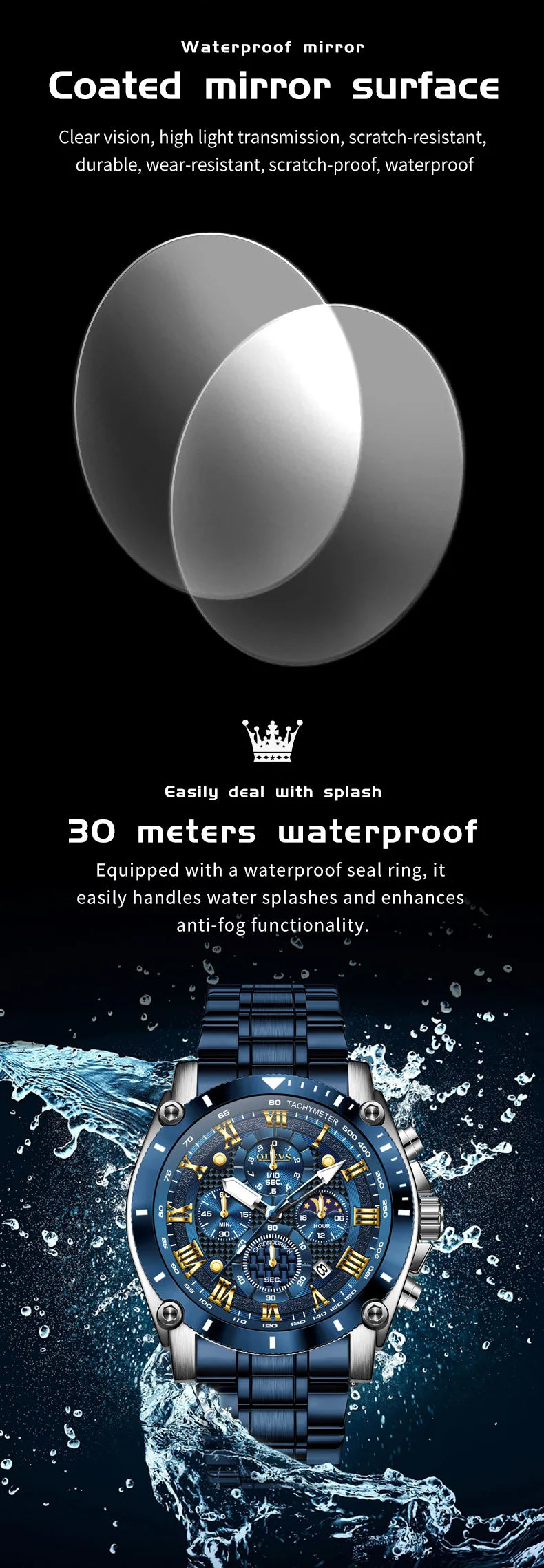 OLEVS Watches Man 3689 Multifunctional Sports Quartz Watch 30m Waterproof Luminous Date Mens Watch Original Business Brand