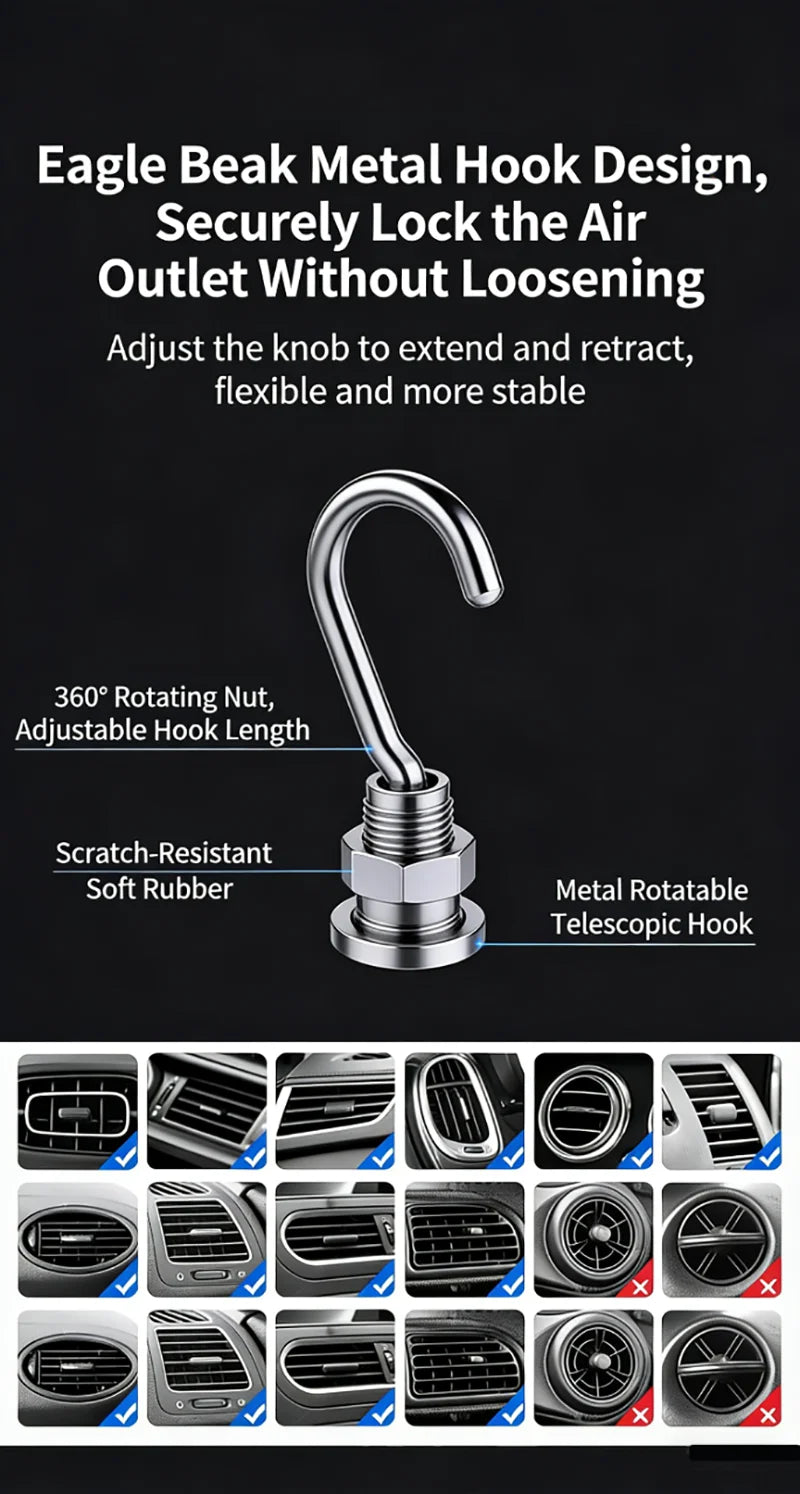 MagSafe Car Mount, 17 N52 Magnets Air Vent Phone Holder, 360° Rotatable, Fit iPhone 16-12 Series & All Phones, with MagneticRing