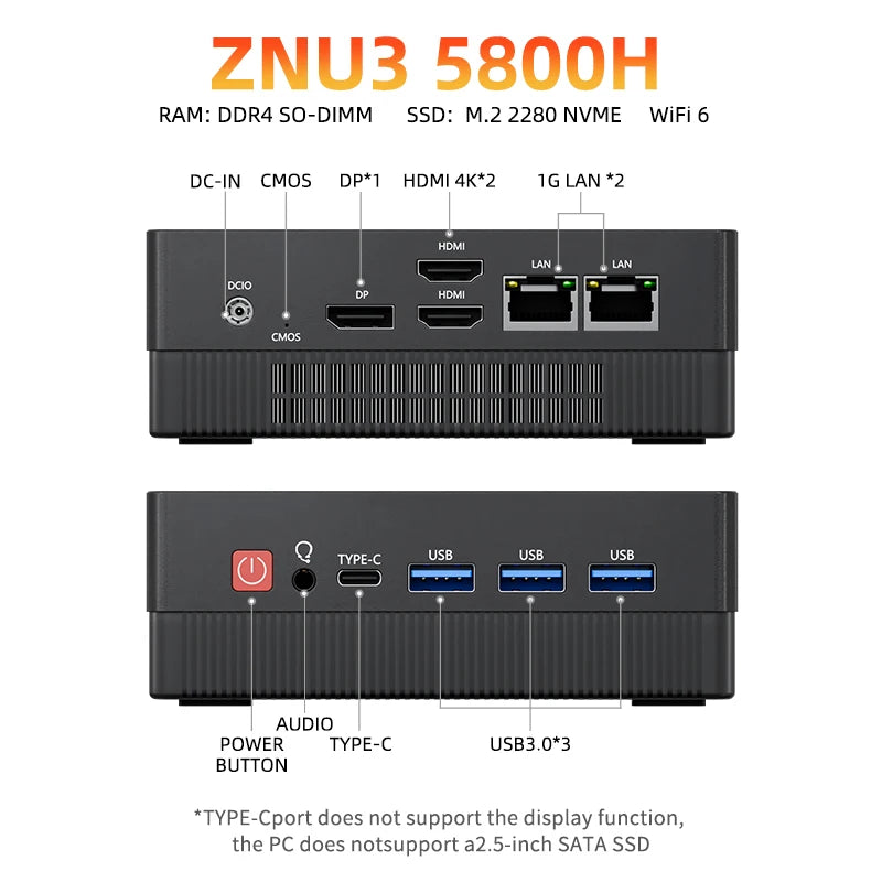 TexHoo Mini PC Computer Gaming AMD Ryzen7 5700U R5 4500U Intel Core i5 1335U CPU  NUC Office DDR4 DDR5 NVMe WIFI6