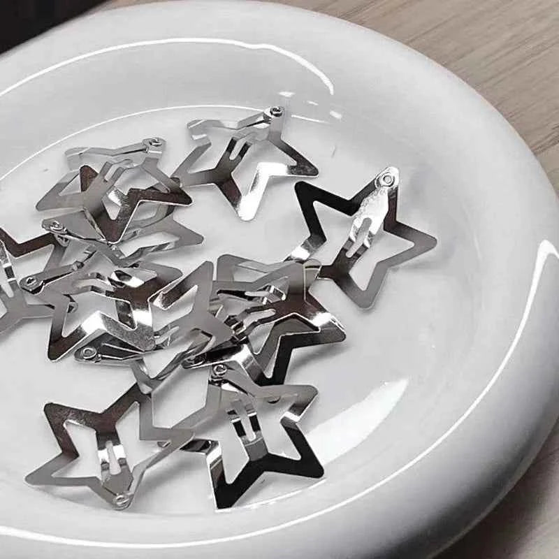 10/25/50/100pcs Y2K Silver Star Hair Clips High Quality Star Hair Clip Metal Clip Silver Pentagram Bb Clip Hair Accessory