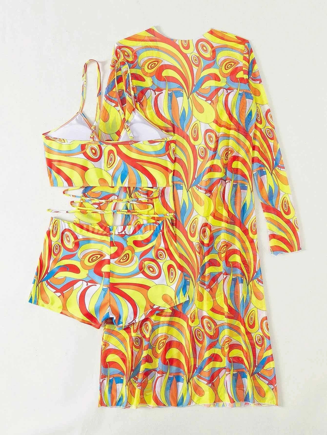 Sexy Print Bikini 2026 Women High Waist Swimsuit Cover Up Swimwear Female Lady Bathing Suit Swimming Summer Beachwear